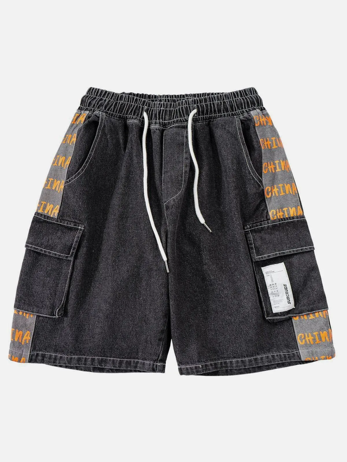 1984® - Vintage Stitching Pocket Letter Print Denim Shorts