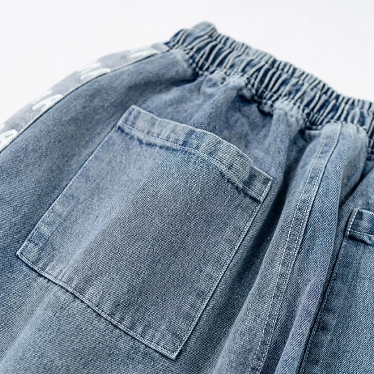 1984® - Vintage Stitching Pocket Letter Print Denim Shorts