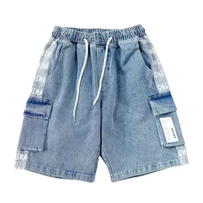 1984® - Vintage Stitching Pocket Letter Print Denim Shorts