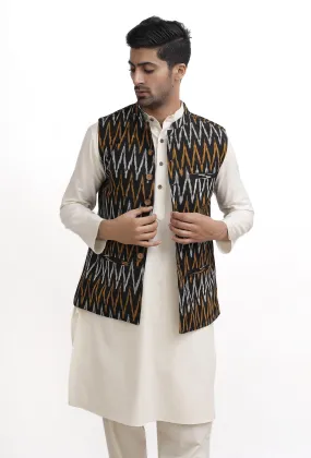 Black Ikat Nehru Jacket