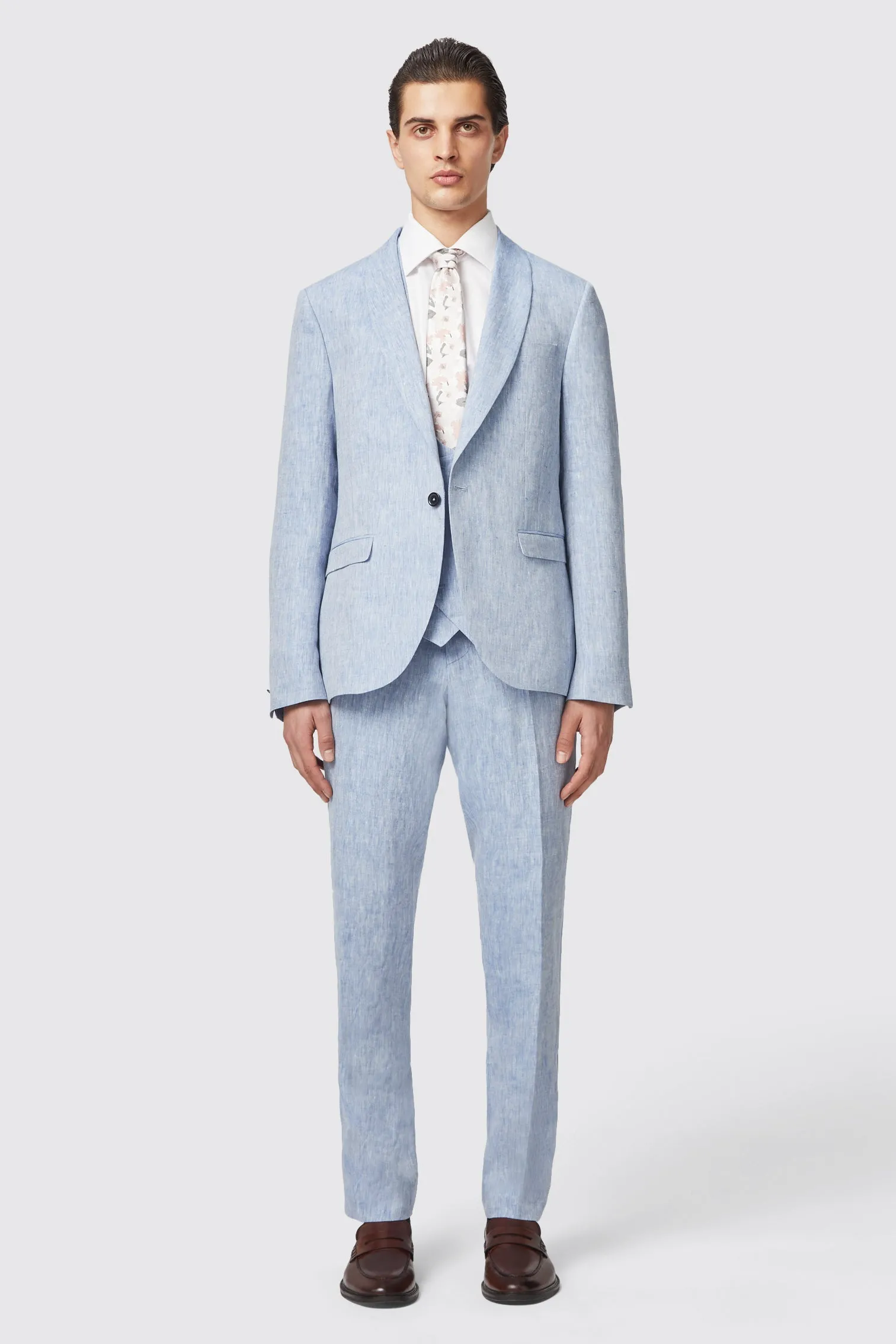 Claremont Slim Fit Blue Linen Suit - ARCHIVE