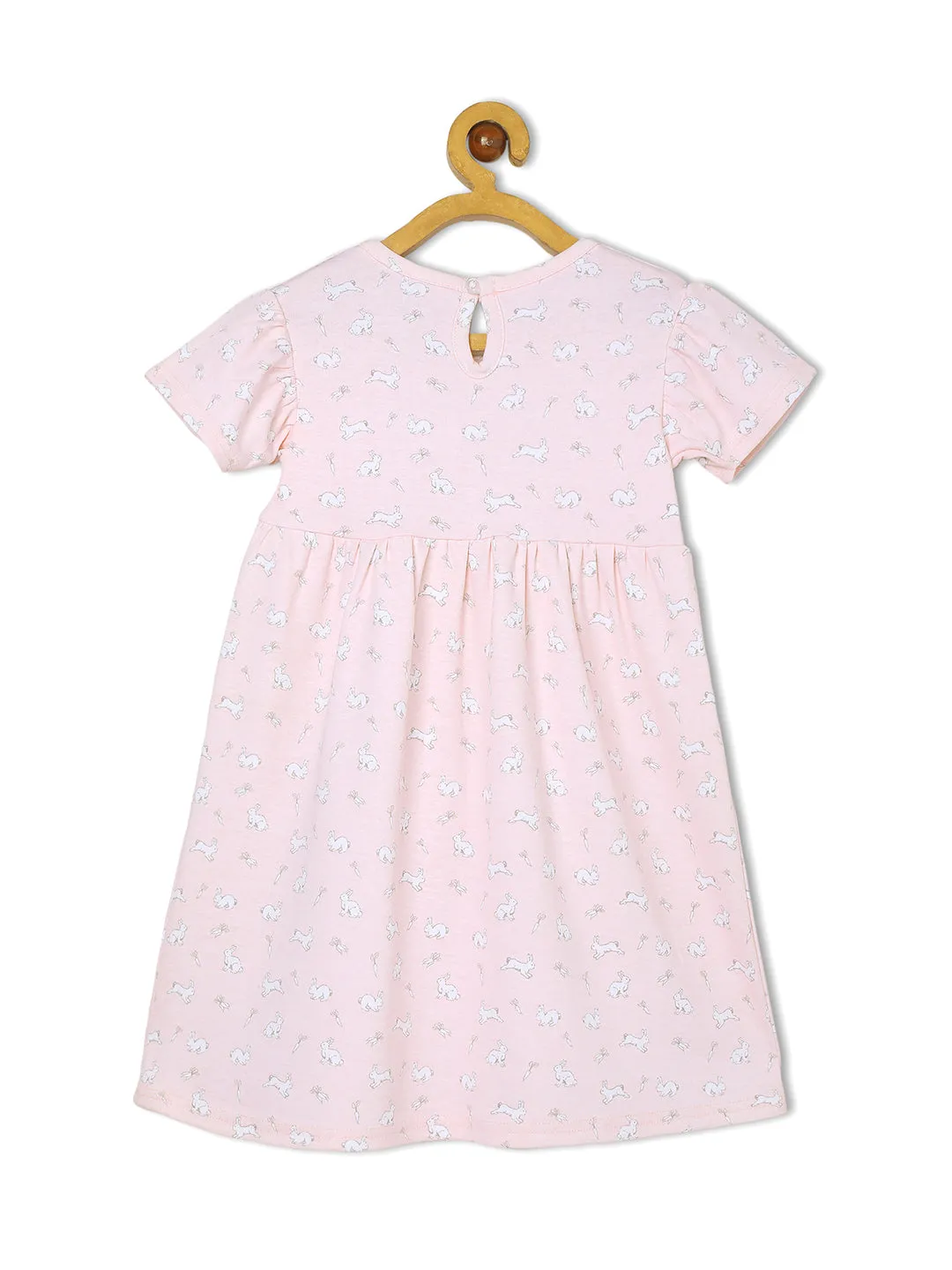 Combo of 2: Pink Rabbit & Polka Dotted Girls Casual Dresses