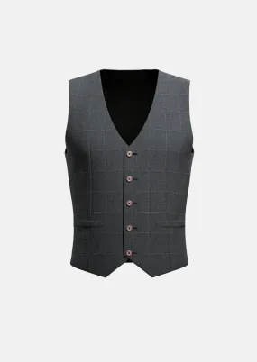 Dark Grey Windowpane Vest