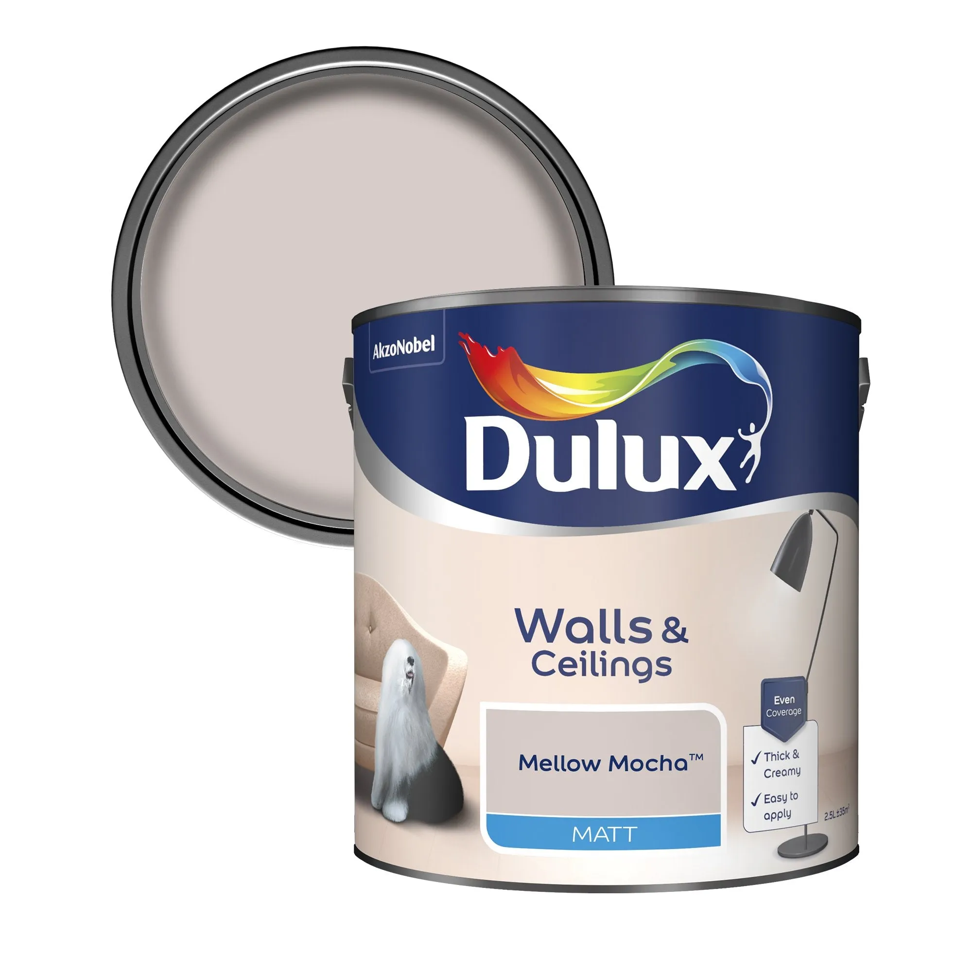 Dulux Matt Emulsion Paint For Walls And Ceilings - Mellow Mocha 2.5L