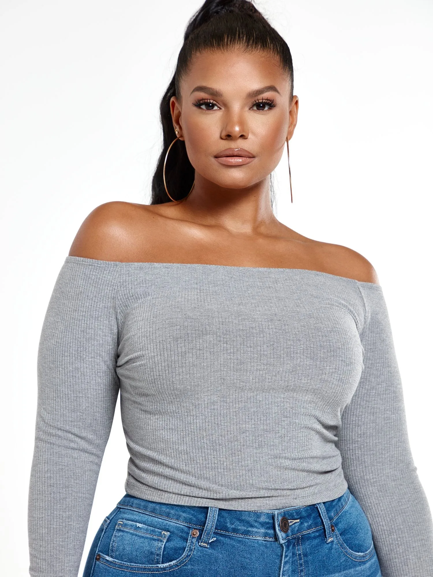 FTF Essentials - Off The Shoulder Rib Knit Top