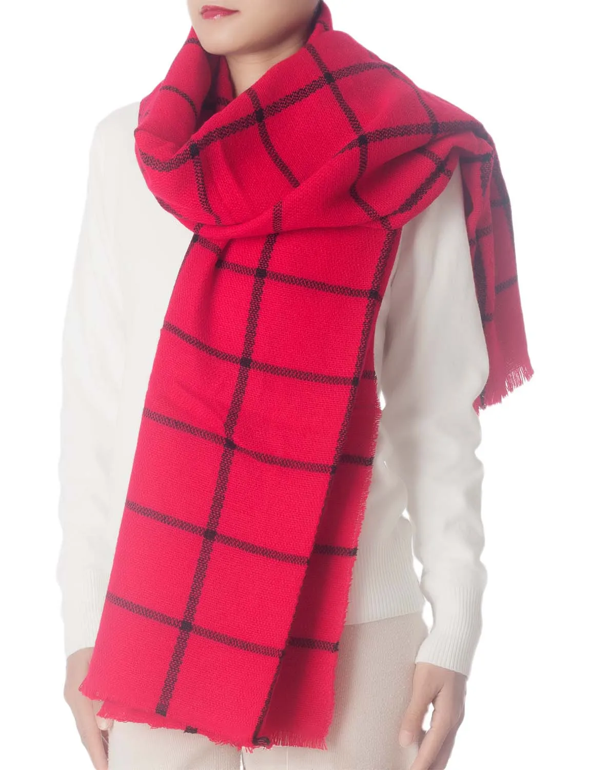 iB-iP Women's Warm Plaid Cute Long Female Large Tartan Wraps Scarf