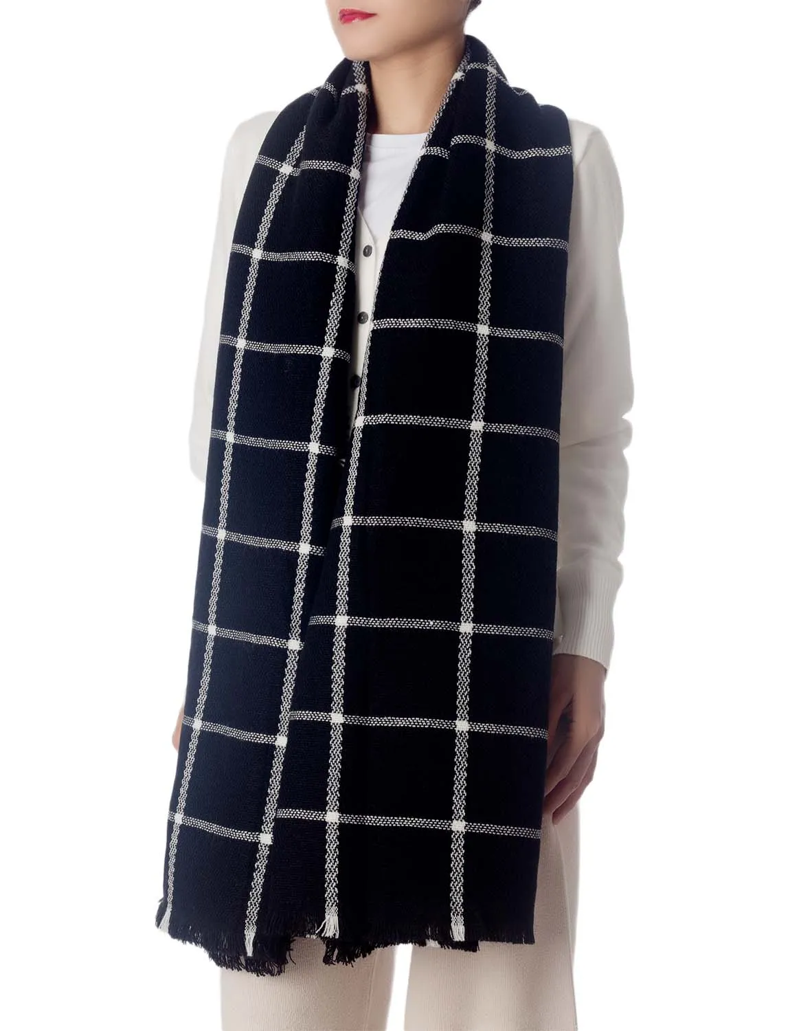 iB-iP Women's Warm Plaid Cute Long Female Large Tartan Wraps Scarf