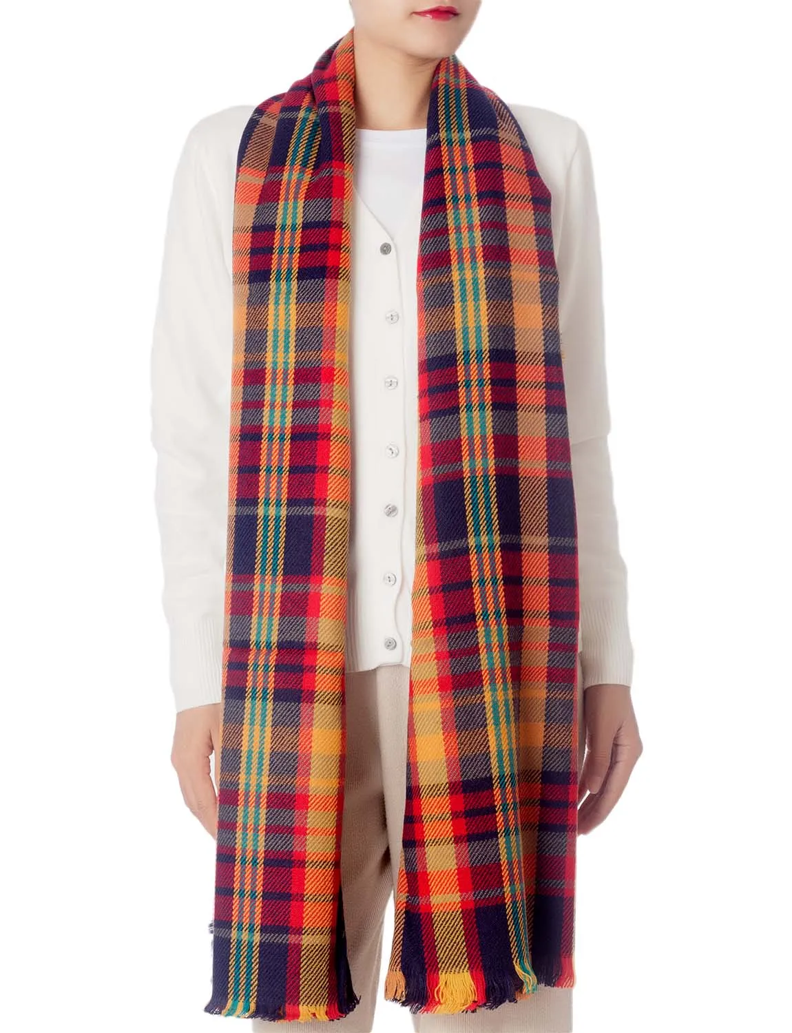 iB-iP Women's Warm Plaid Cute Long Female Large Tartan Wraps Scarf