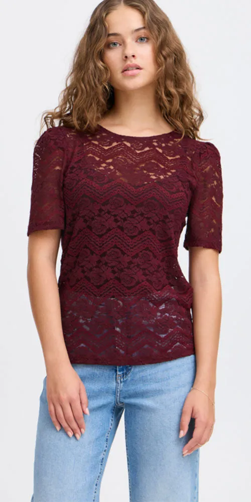 Ichi Lace Tee, wine