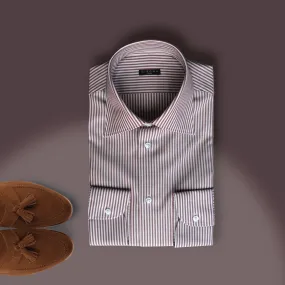 Maroon Herringbone Dress Shirt