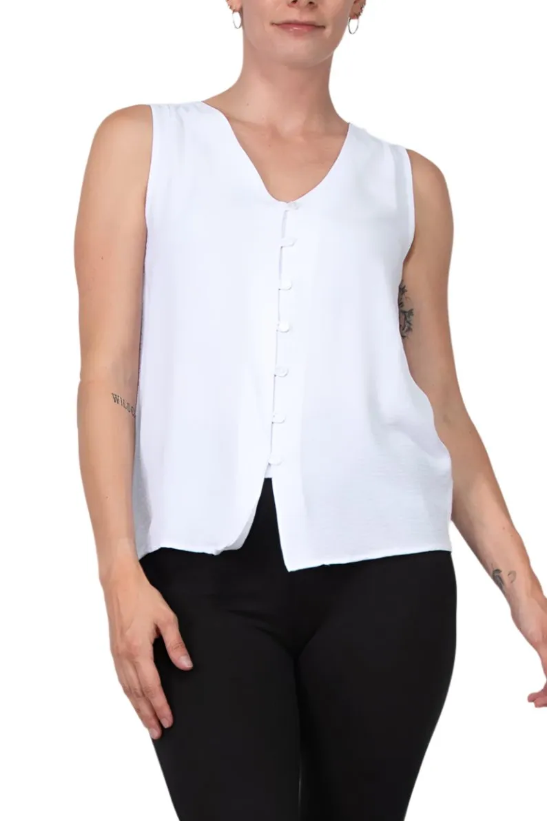 Notations Sleeveless Button Front Airflow Blouse