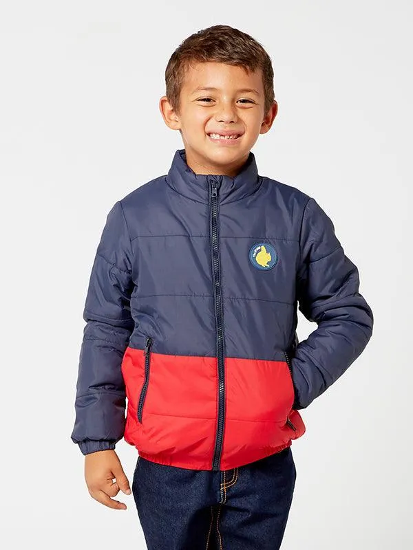 One Friday Navy Blue And red Puffer Jacket