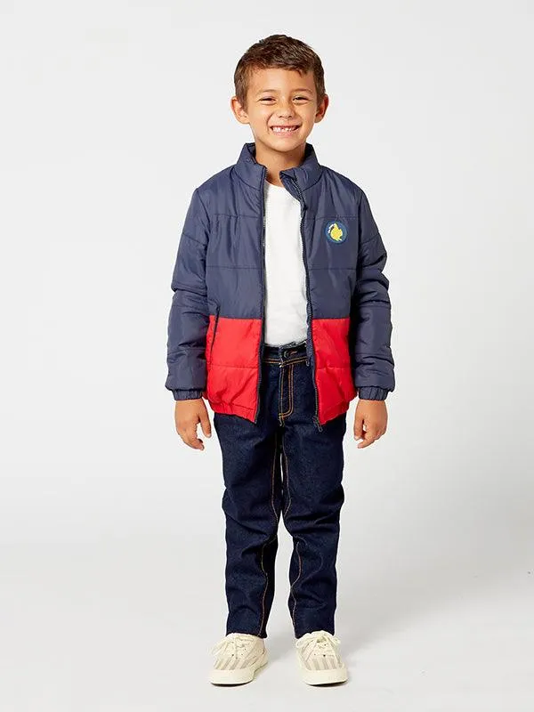 One Friday Navy Blue And red Puffer Jacket