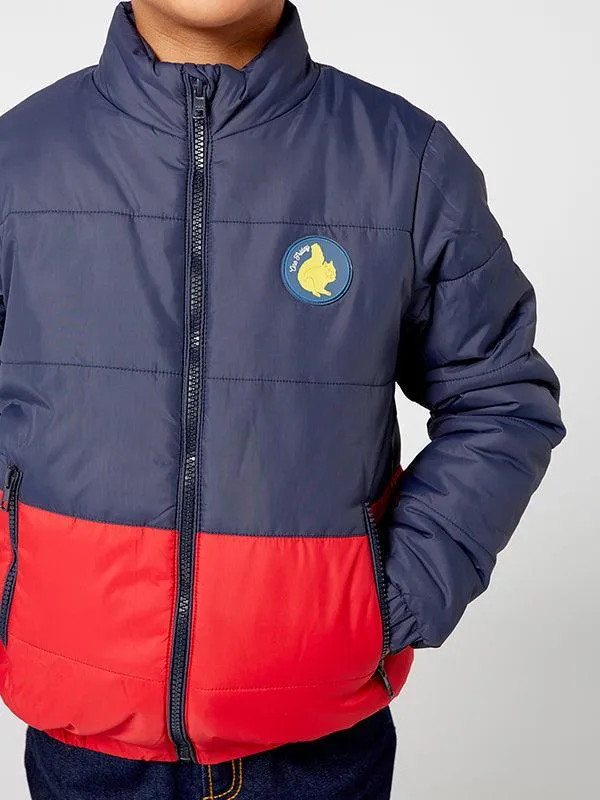 One Friday Navy Blue And red Puffer Jacket