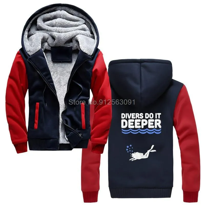 Scuba diving Hoodie Men | Coated Fleece Divers Do it Deeper