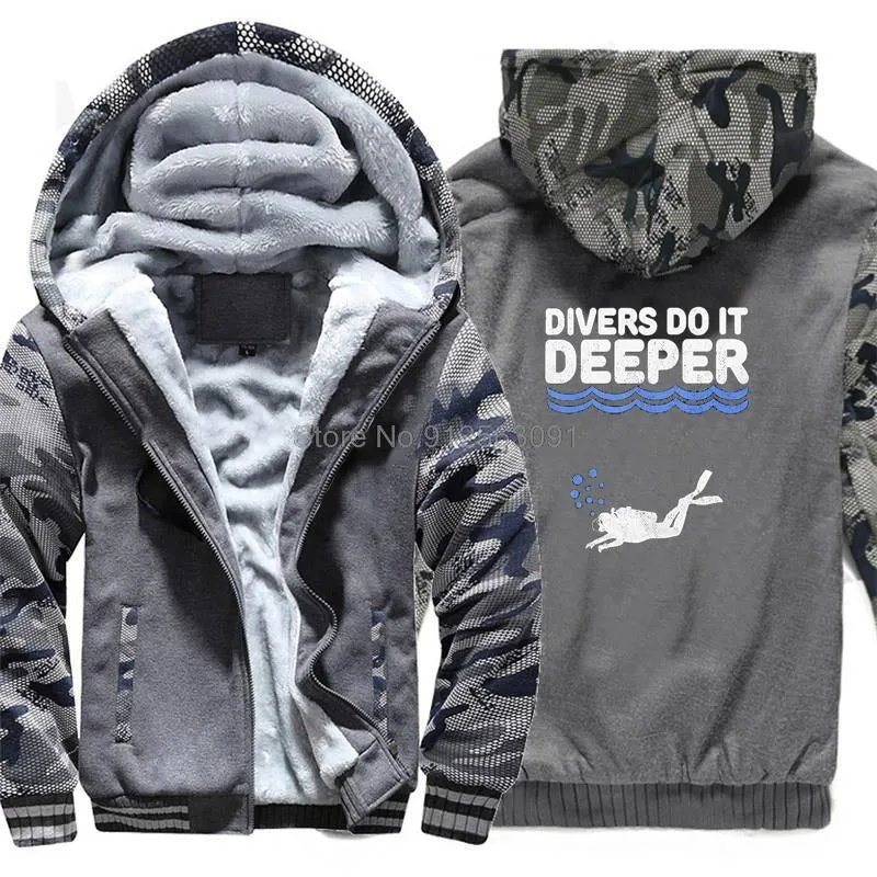 Scuba diving Hoodie Men | Coated Fleece Divers Do it Deeper