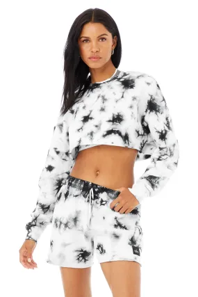 Tie-Dye Extreme Crop Crew Neck - Black/White Tie-Dye