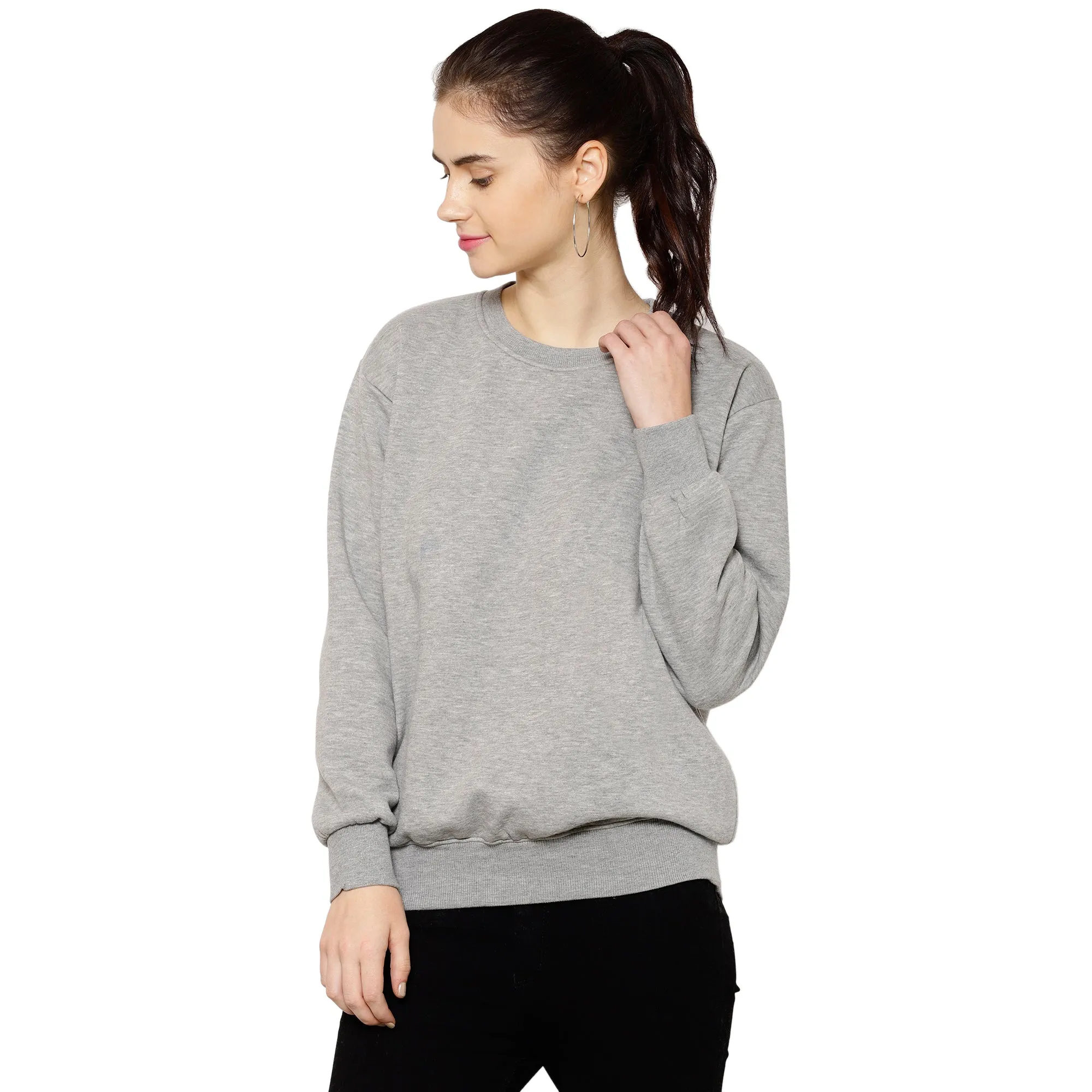 Vimal Jonney Fleece Round Neck Sweatshirt for Women