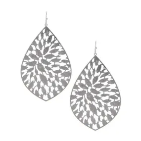 Worn Silver Teardrop Filigree Statement Earrings